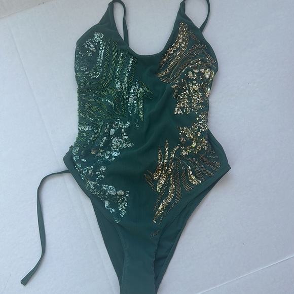 New GUESS Sequined One-Piece Swimsuit - Picture 4 of 7